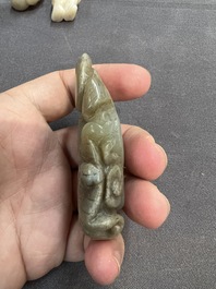 Nine Chinese jade carvings of figures, 19/20th C.