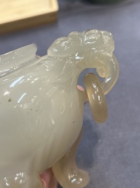 Five Chinese jade and agate incense burners and covers, 20th C.