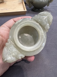 Five Chinese jade and agate incense burners and covers, 20th C.