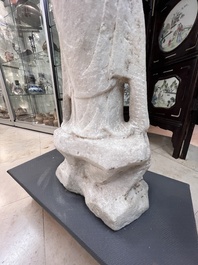 A Chinese white marble sculpture of Guanyin, 19/20th C.