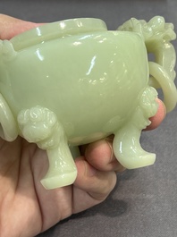Five Chinese jade and agate incense burners and covers, 20th C.