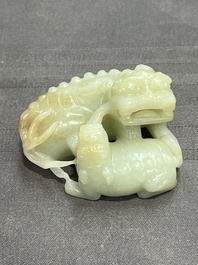 Four Chinese jade carvings of animals, 19th C.