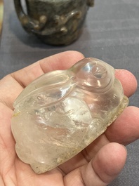 Seven Chinese jade and rock crystal carvings, 19/20th C.