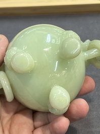 Five Chinese jade and agate incense burners and covers, 20th C.