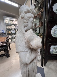 A Chinese white marble sculpture of Guanyin, 19/20th C.