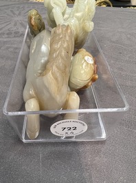 Four Chinese jade carvings of animals, 19th C.