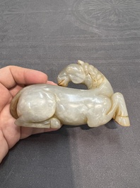 Four Chinese jade carvings of animals, 19th C.