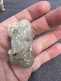 Nine Chinese jade carvings of figures, 19/20th C.