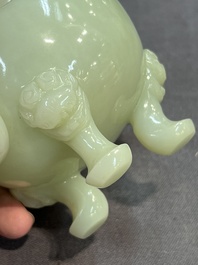Five Chinese jade and agate incense burners and covers, 20th C.