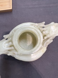 Five Chinese jade and agate incense burners and covers, 20th C.