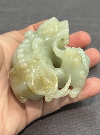 Four Chinese jade carvings of animals, 19th C.