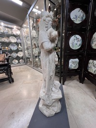 A Chinese white marble sculpture of Guanyin, 19/20th C.