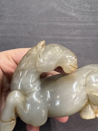 Four Chinese jade carvings of animals, 19th C.