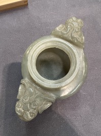 Five Chinese jade and agate incense burners and covers, 20th C.