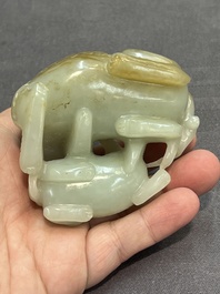 Four Chinese jade carvings of animals, 19th C.