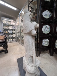 A Chinese white marble sculpture of Guanyin, 19/20th C.