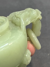 Five Chinese jade and agate incense burners and covers, 20th C.