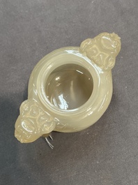 Five Chinese jade and agate incense burners and covers, 20th C.