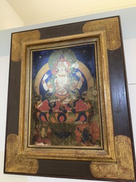 A Tibetan 'Shadaksari Avalokitesvara' thangka, 19th C.