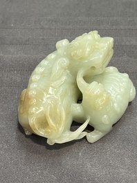 Four Chinese jade carvings of animals, 19th C.