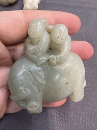 Nine Chinese jade carvings of figures, 19/20th C.