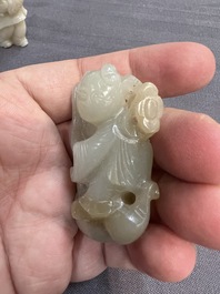 Nine Chinese jade carvings of figures, 19/20th C.
