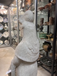 A Chinese white marble sculpture of Guanyin, 19/20th C.