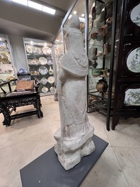A Chinese white marble sculpture of Guanyin, 19/20th C.