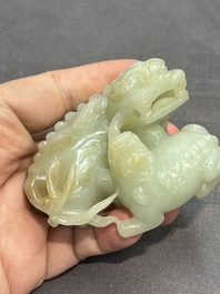 Four Chinese jade carvings of animals, 19th C.