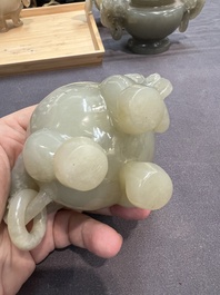 Five Chinese jade and agate incense burners and covers, 20th C.