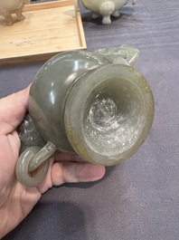 Five Chinese jade and agate incense burners and covers, 20th C.