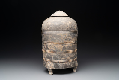 A Chinese terracotta tripod storage vessel, Han or later
