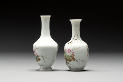 Five Chinese qianjiang cai wares , signed Wang Shaowei 王少維, Cheng Xingsheng 程興盛, Wang Xiaoting 汪小亭, 19/20th C.