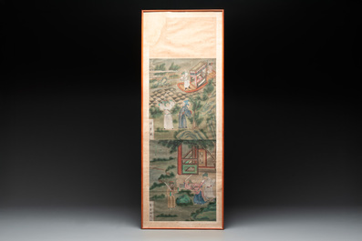 Chinese school: Two episodes from 'Romance of the Three Kingdoms', ink and colour on silk, 19/20th C.