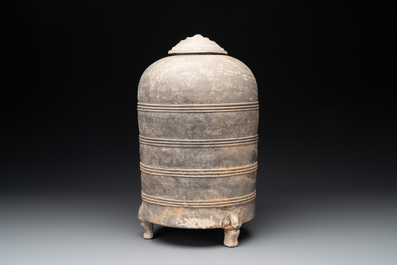 A Chinese terracotta tripod storage vessel, Han or later