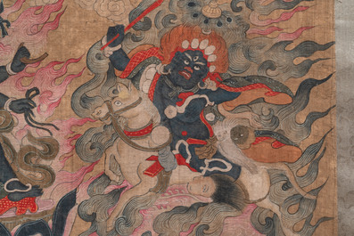 Chinese school: 'Usnisavijaya', ink and colour on silk, Qing or later