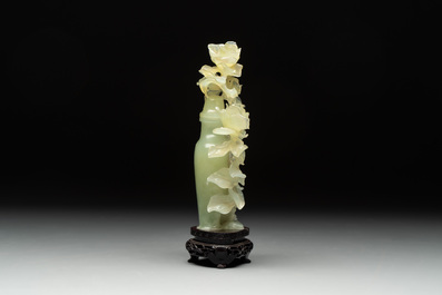 Three Chinese jade vases and covers, 20th C.