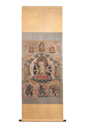 Chinese school: 'Usnisavijaya', ink and colour on silk, Qing or later