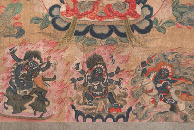 Chinese school: 'Usnisavijaya', ink and colour on silk, Qing or later