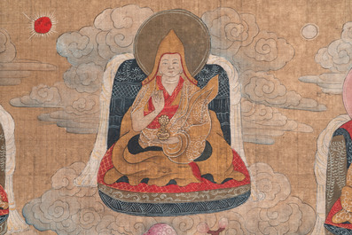 Chinese school: 'Usnisavijaya', ink and colour on silk, Qing or later