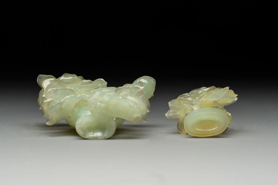 Three Chinese jade vases and covers, 20th C.