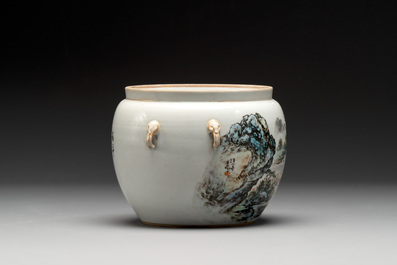 Five Chinese qianjiang cai wares , signed Wang Shaowei 王少維, Cheng Xingsheng 程興盛, Wang Xiaoting 汪小亭, 19/20th C.