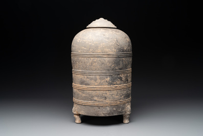 A Chinese terracotta tripod storage vessel, Han or later