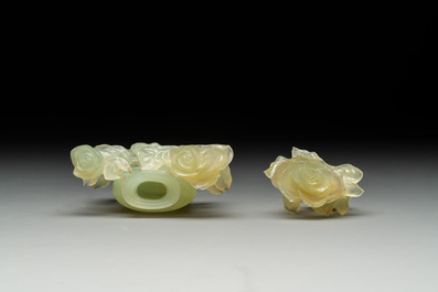 Three Chinese jade vases and covers, 20th C.