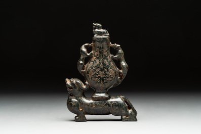 Three Chinese jade vases and covers, 20th C.