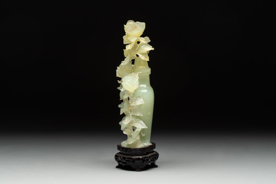 Three Chinese jade vases and covers, 20th C.