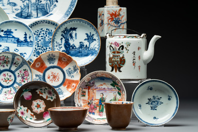 A collection of 29 Chinese blue, white, famille rose and Imari-style wares, 18th C. and later