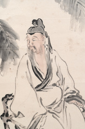 Su Manshu 蘇曼殊 (1884-1918): 'Sage under the banana tree', ink and colour on paper