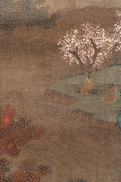 Chinese school: 'Mountainous landscape', ink and colour on paper, Qing or later