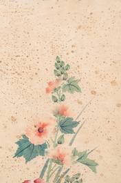 Follower of Guangxu 光緒 (1871-1908): 'Vases and flowers', Cixi seal mark, ink and colour on paper